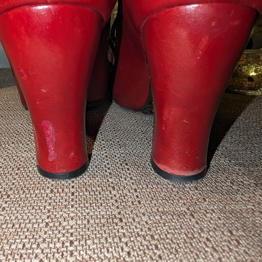 John Fleuvog Red Lace-Up Heels - Picture 7 of 16